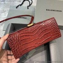 バレンシアガ スーパーコピー クロコダイル型押し HOURGLASS ハンドルバッグ bas05045