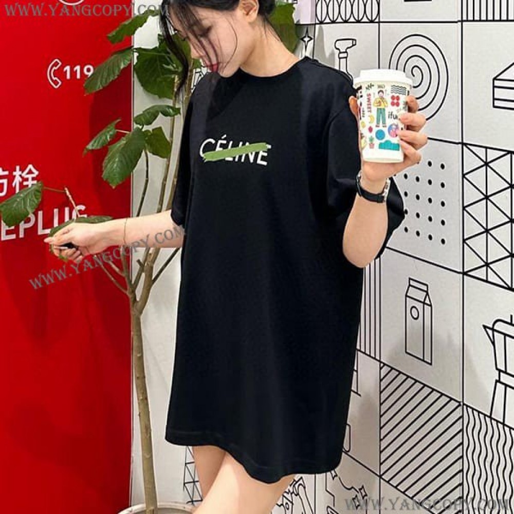 セリーヌ スーパーコピー ロゴプリント Tシャツ Cew41837