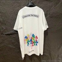 クロムハーツ 偽物 スクロール マルチカラー カラフル クロス Tシャツ Kue54267