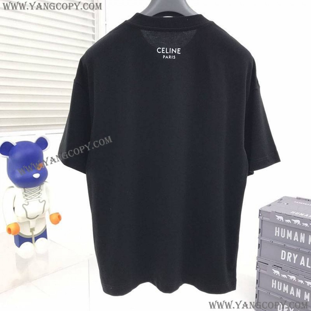 セリーヌ スーパーコピー トリオンフ Tシャツ コットン ブラック Cen24781