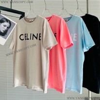 セリーヌ スーパーコピー コットン Tシャツ ロゴ 4色 Cen43902