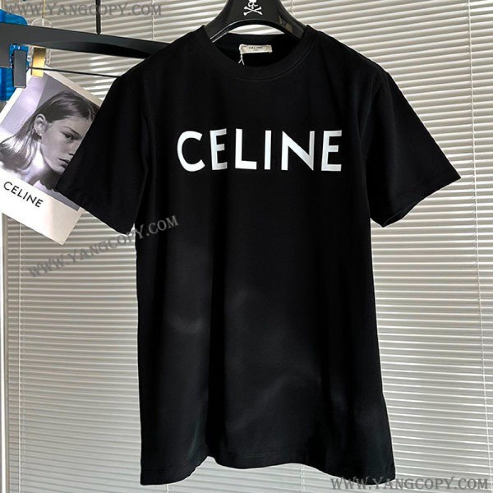 セリーヌ スーパーコピー コットン Tシャツ ロゴ 4色 Cen43902