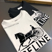 セリーヌ 偽物 コットンジャージー サルキーTシャツ ネイビー Cej37407