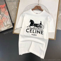 セリーヌ 偽物 コットンジャージー サルキーTシャツ ネイビー Cej37407