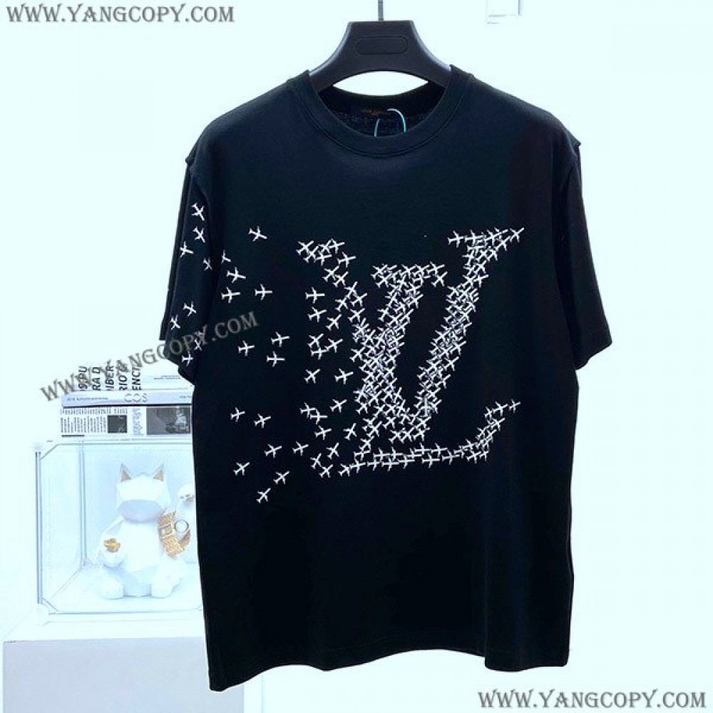 ルイヴィトン 偽物 Tシャツ 限定 半袖 エンブロイダリー vuy37200