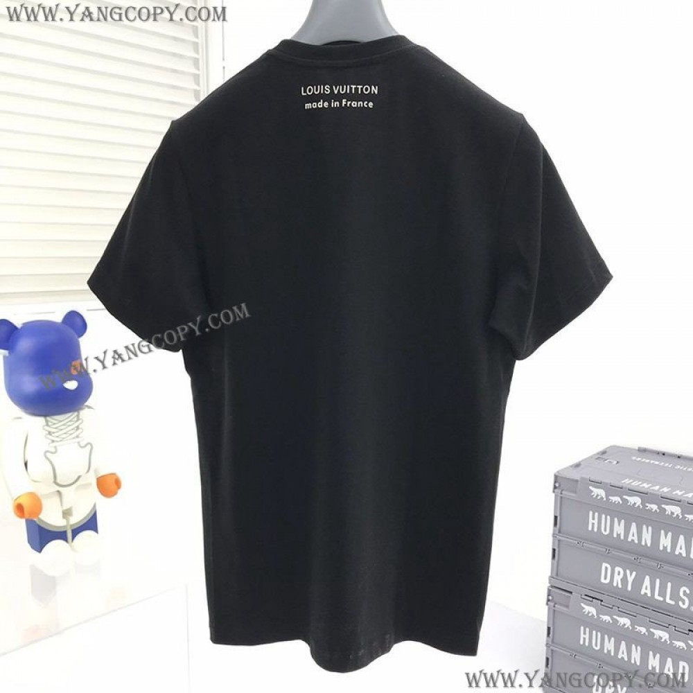 ルイヴィトン 偽物 Tシャツ パロディ トップス 半袖 メンズ レッドブラック vuo27473