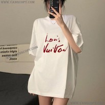 ルイヴィトン 偽物 Tシャツ コットン ホワイト男女兼用 vux33985