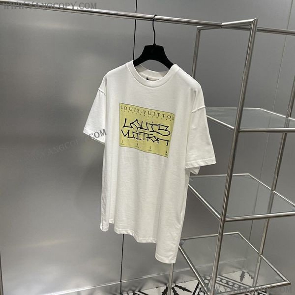 ルイヴィトン 偽物 プリントTシャツ 1AAGMB