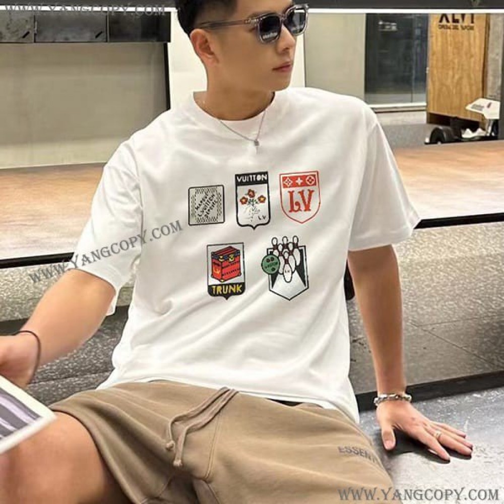 ルイヴィトン スーパーコピー グラフィック クルーネック Tシャツ 2色 vuf36244