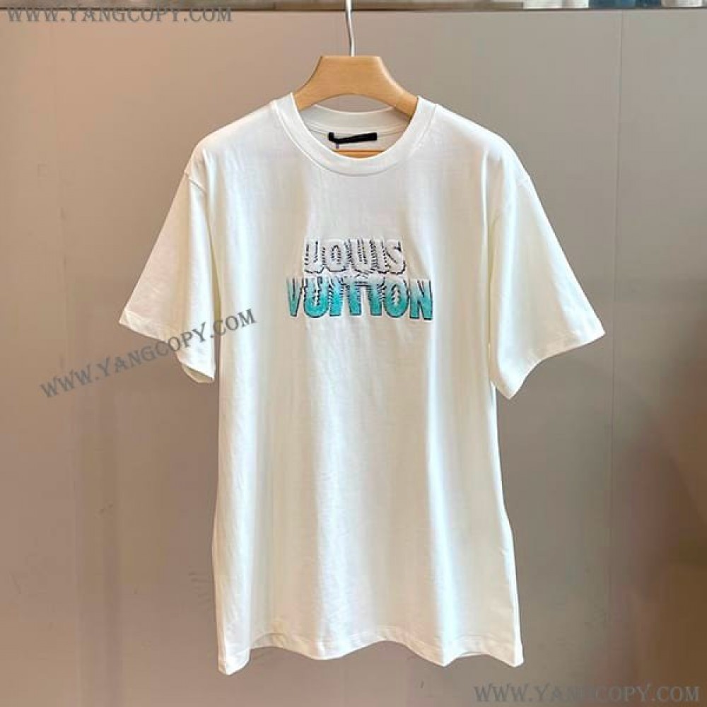 ルイヴィトン 偽物 LVプリントTシャツ ホワイト vuj49895