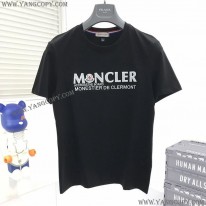 モンクレール コピー ブラック ロゴ コットン Tシャツ mov62568