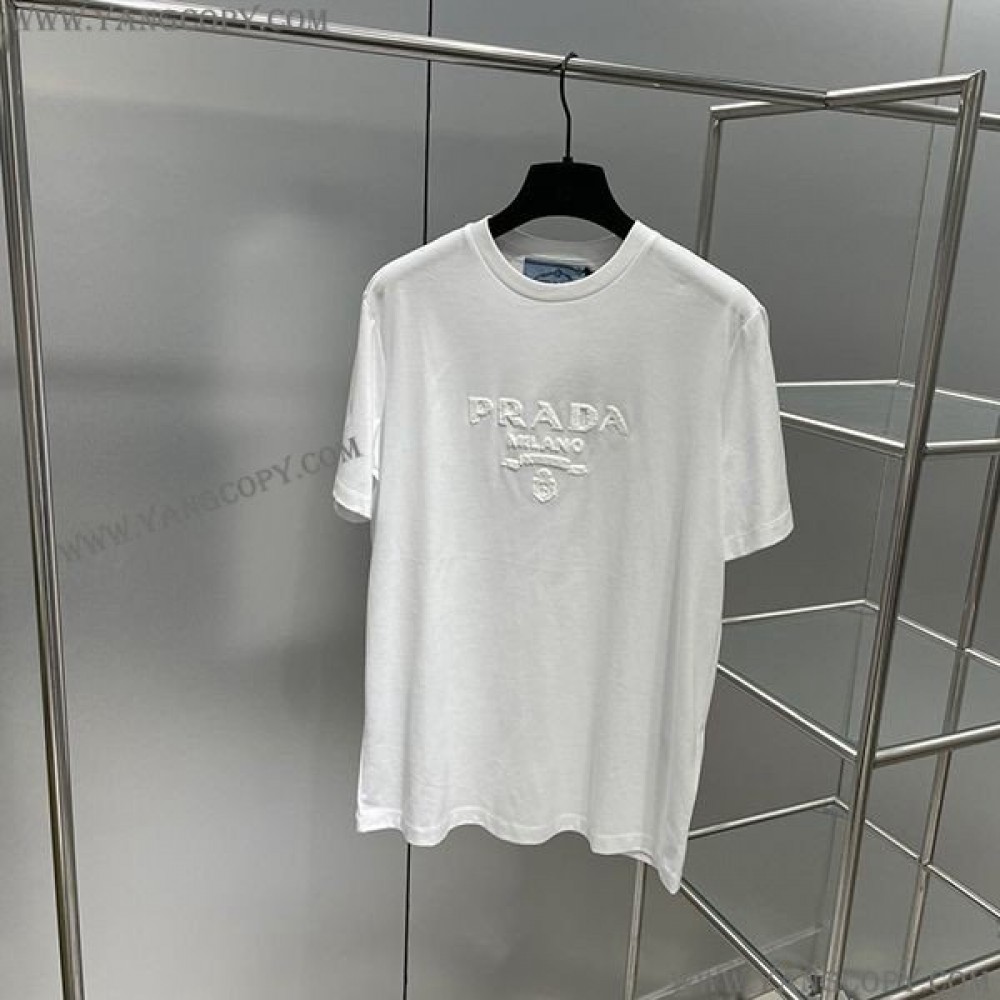 プラダ 偽物 ロゴコットンTシャツ パロディ☆ pux63559