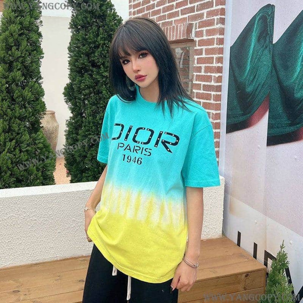 ディオール コピー グラデーション ロゴ コットン Tシャツ dek47597