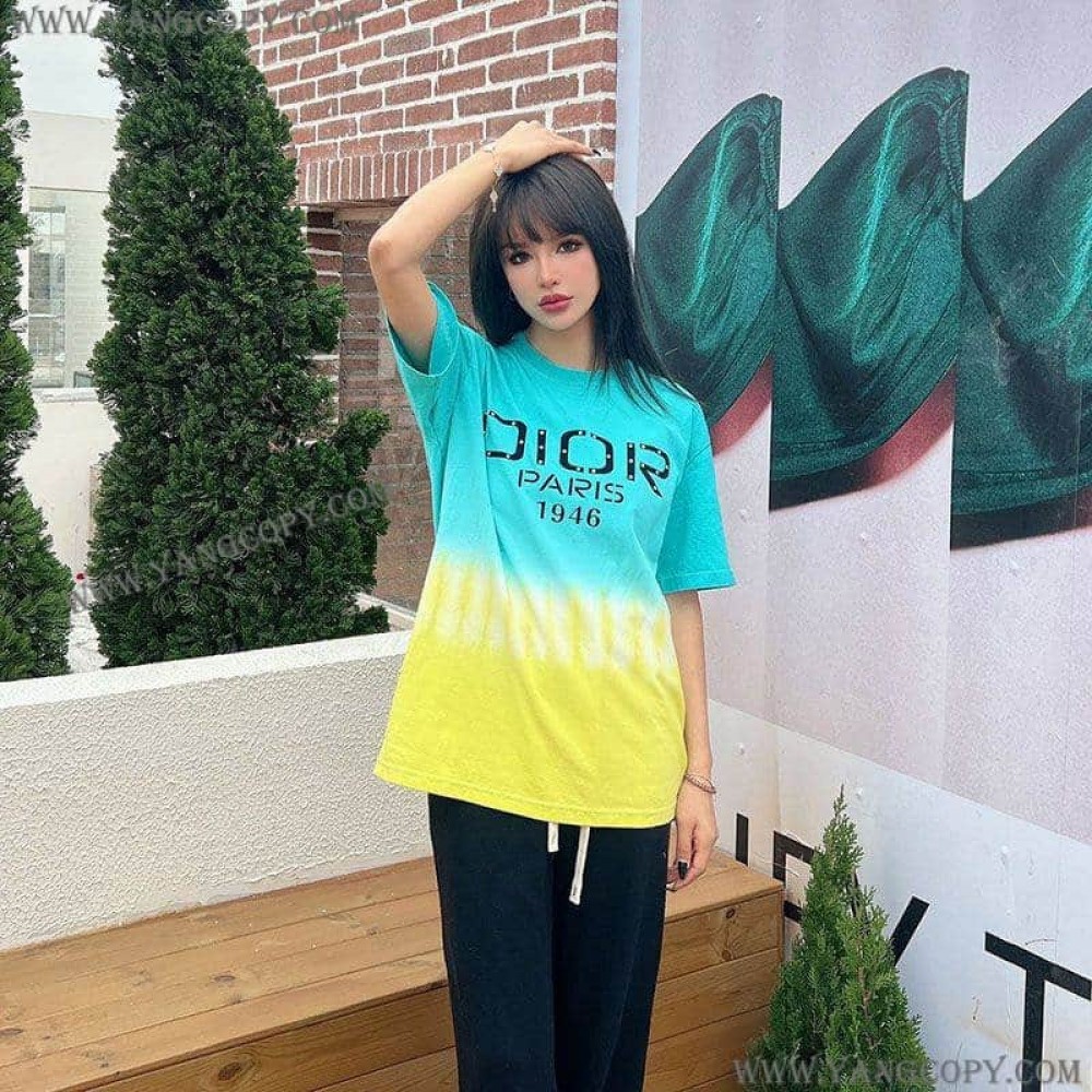 ディオール コピー グラデーション ロゴ コットン Tシャツ dek47597