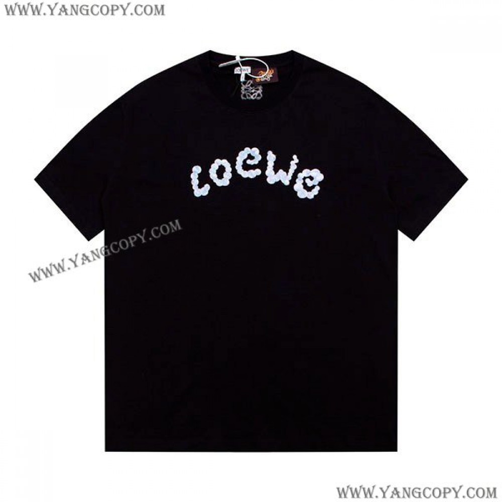 ロエベ 偽物  Paulas Ibiza ロゴ コットン Tシャツ 半袖 lok07899