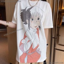 ロエベ 偽物  千尋 オーバーサイズ エンブロイダリー Tシャツ (ヘンプ＆コットン)S928Y22X01