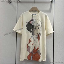 ロエベ 偽物  千尋 オーバーサイズ エンブロイダリー Tシャツ (ヘンプ＆コットン)S928Y22X01