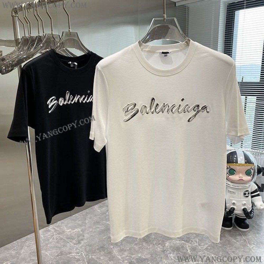 バレンシアガ 偽物 ロゴ オーバーサイズ Tシャツ 半袖 2色 bay30051