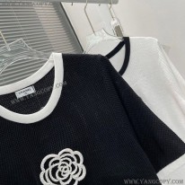 シャネル 偽物 カメリア ロゴ Tシャツ 2色 shc43233