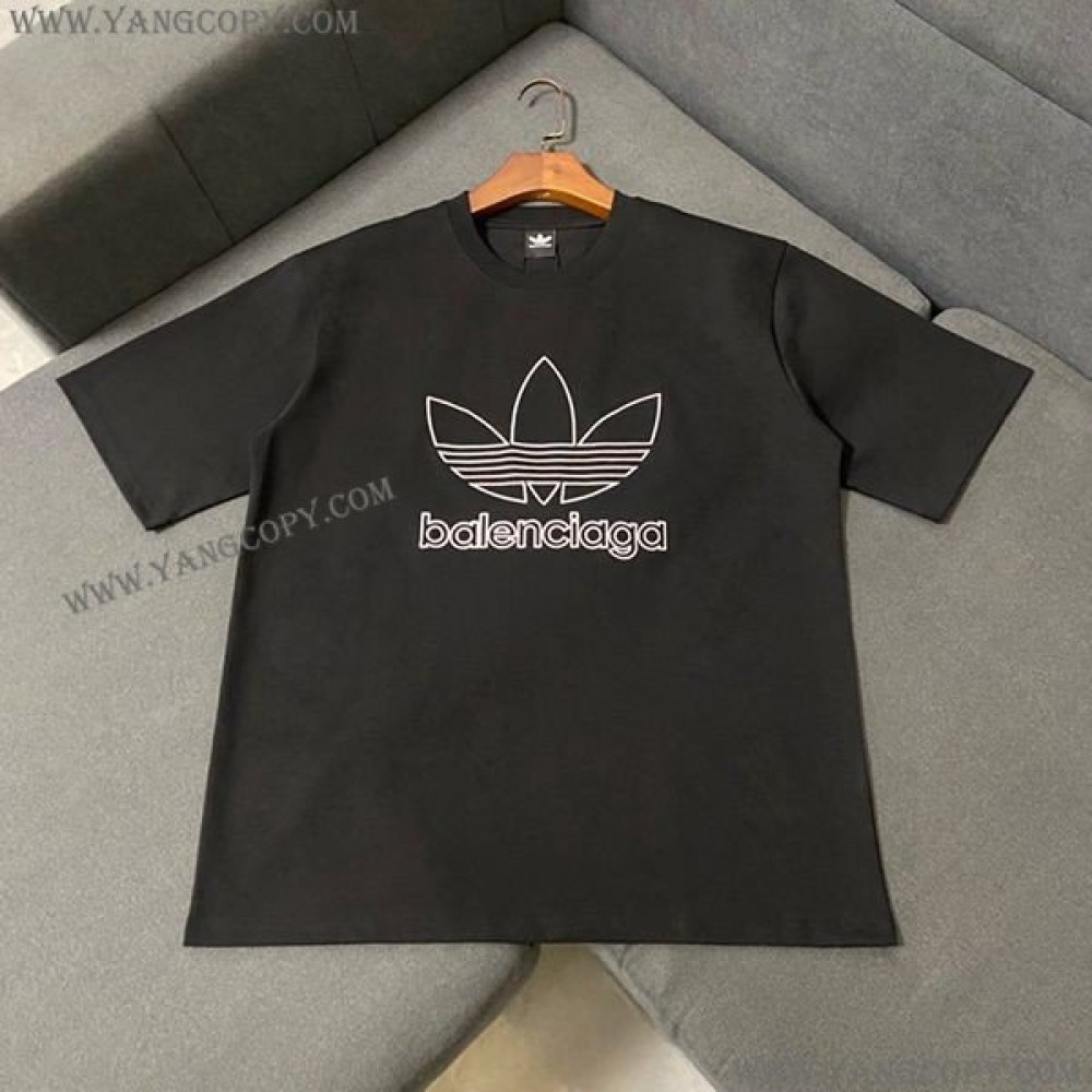 バレンシアガ スーパーコピー ×Adidas オーバーサイズ Tシャツ ブラック baa55722