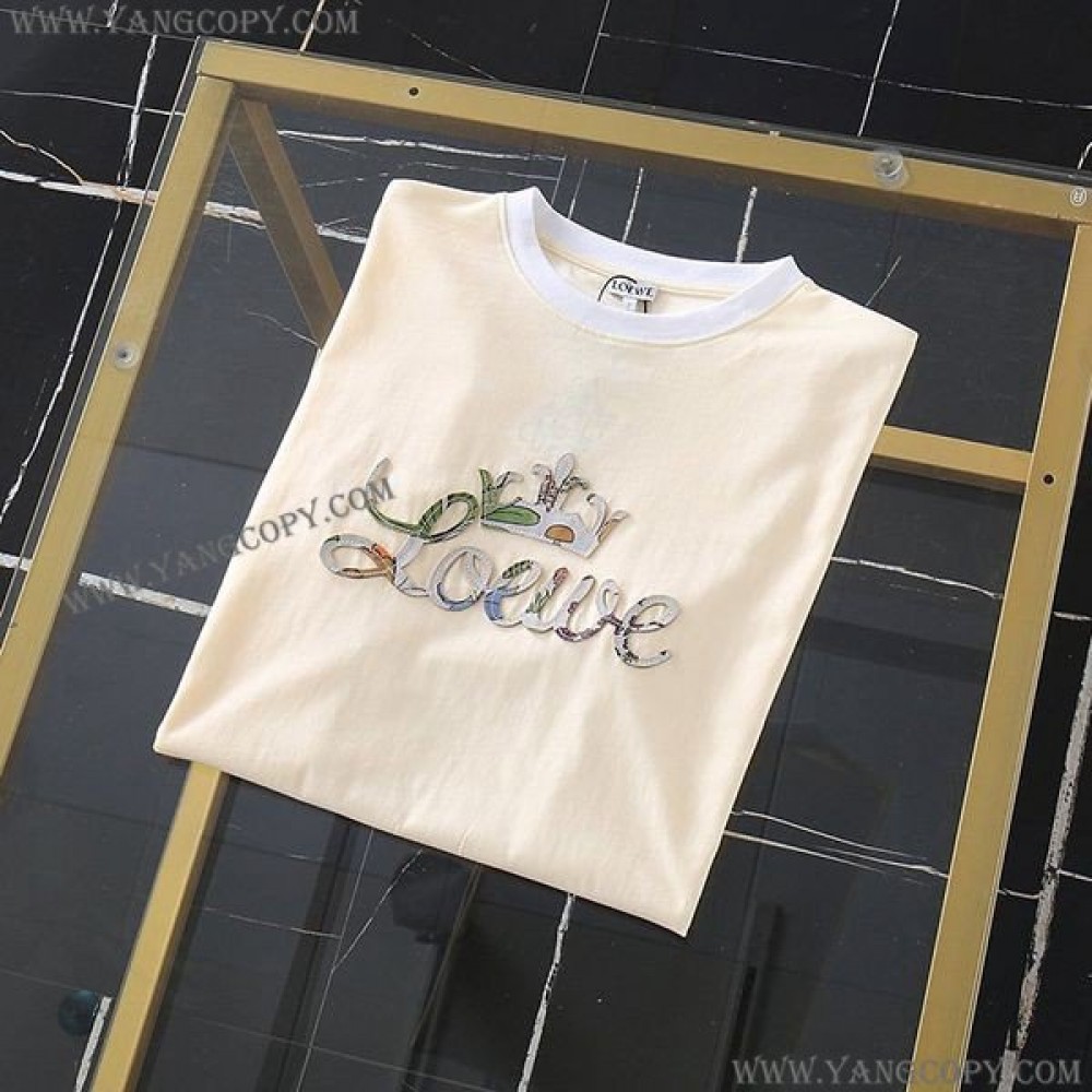 ロエベ 偽物  アナグラムバイカラーコットンTシャツ H928Y22X03