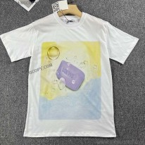 ロエベ 偽物  マルチカラー グラフィック コットン Tシャツ 2色 lot48125