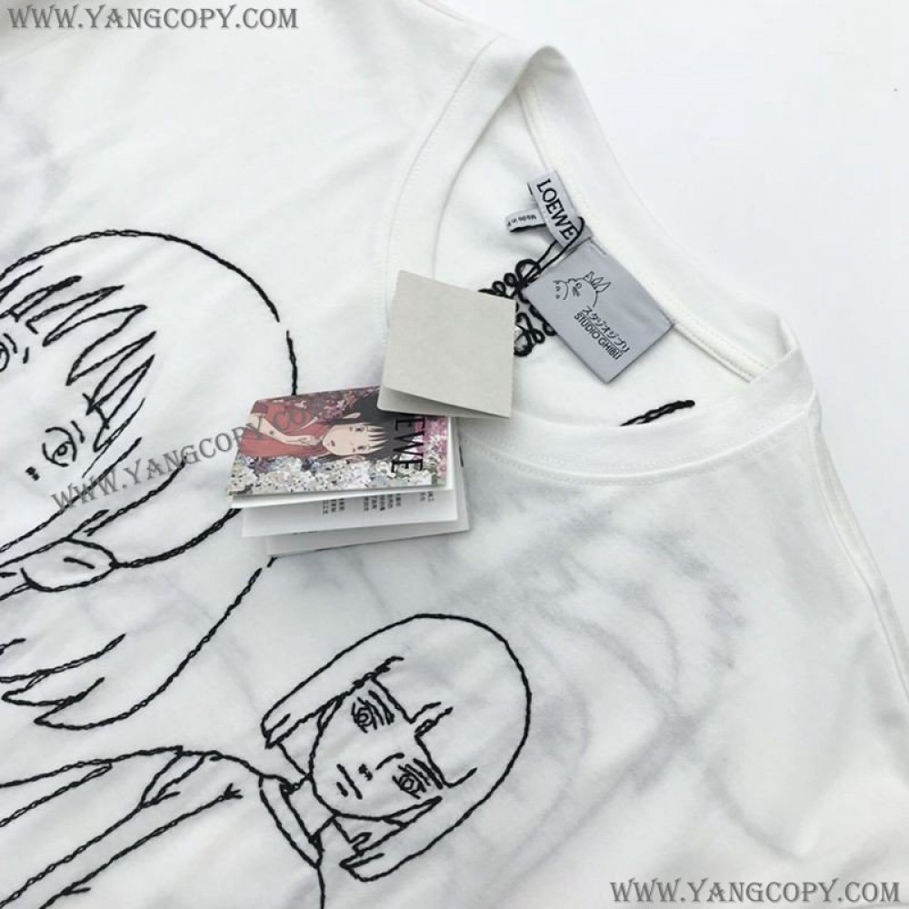 ロエベ コピー  ×千と千尋の神隠し 千尋 エンブロイダリー Tシャツ (コットン) S928Y22X03