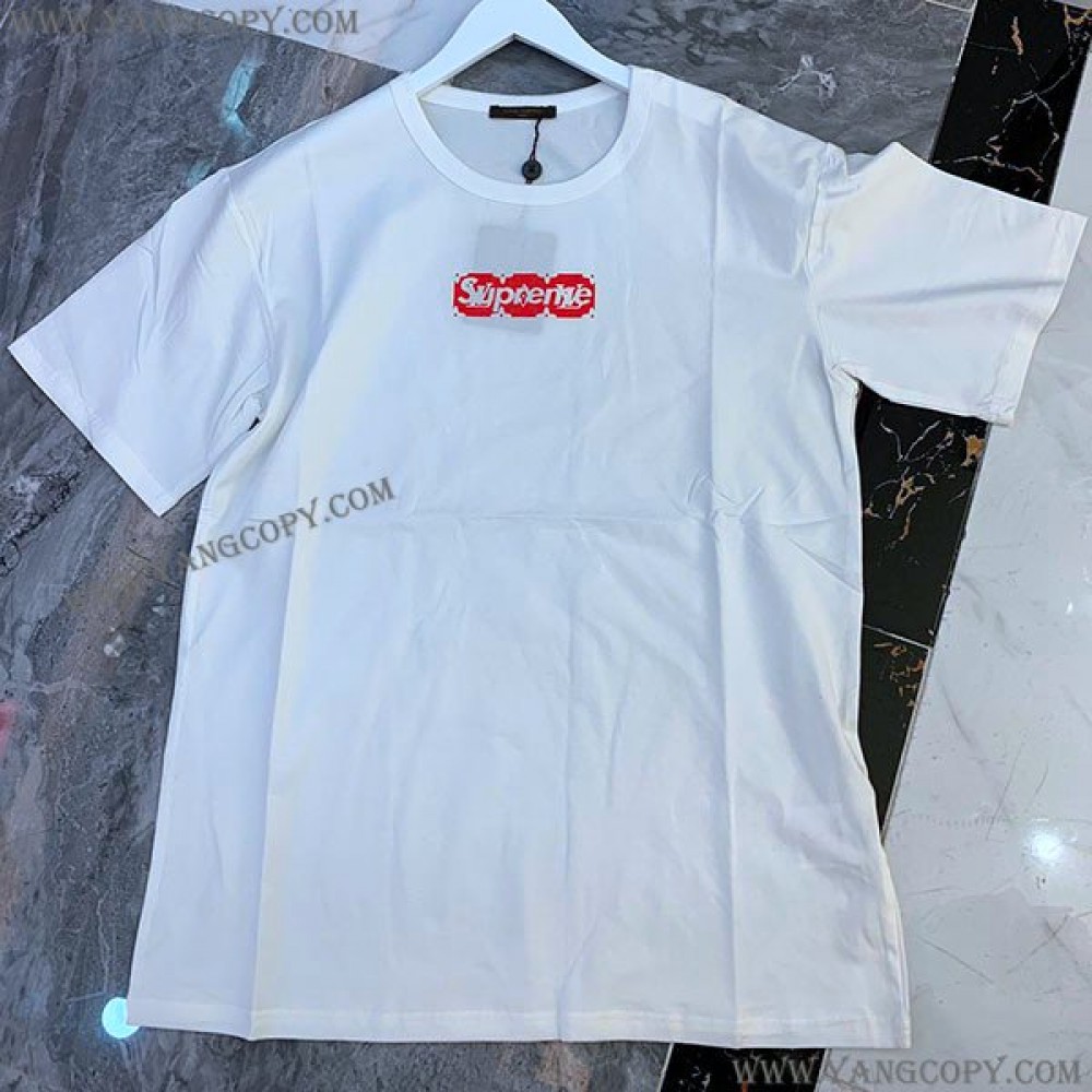 シュプリーム コピー ルイヴィトン モノグラム BOXロゴ Tシャツ 白 Shk08597