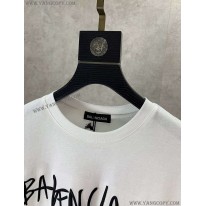 バレンシアガ 偽物 クルーネックロゴ Tシャツ ホワイト baq29190