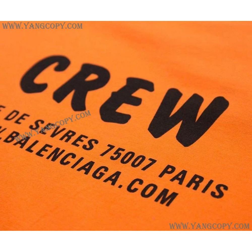 バレンシアガ 偽物 CREWロゴ Tシャツ オレンジ baj54841