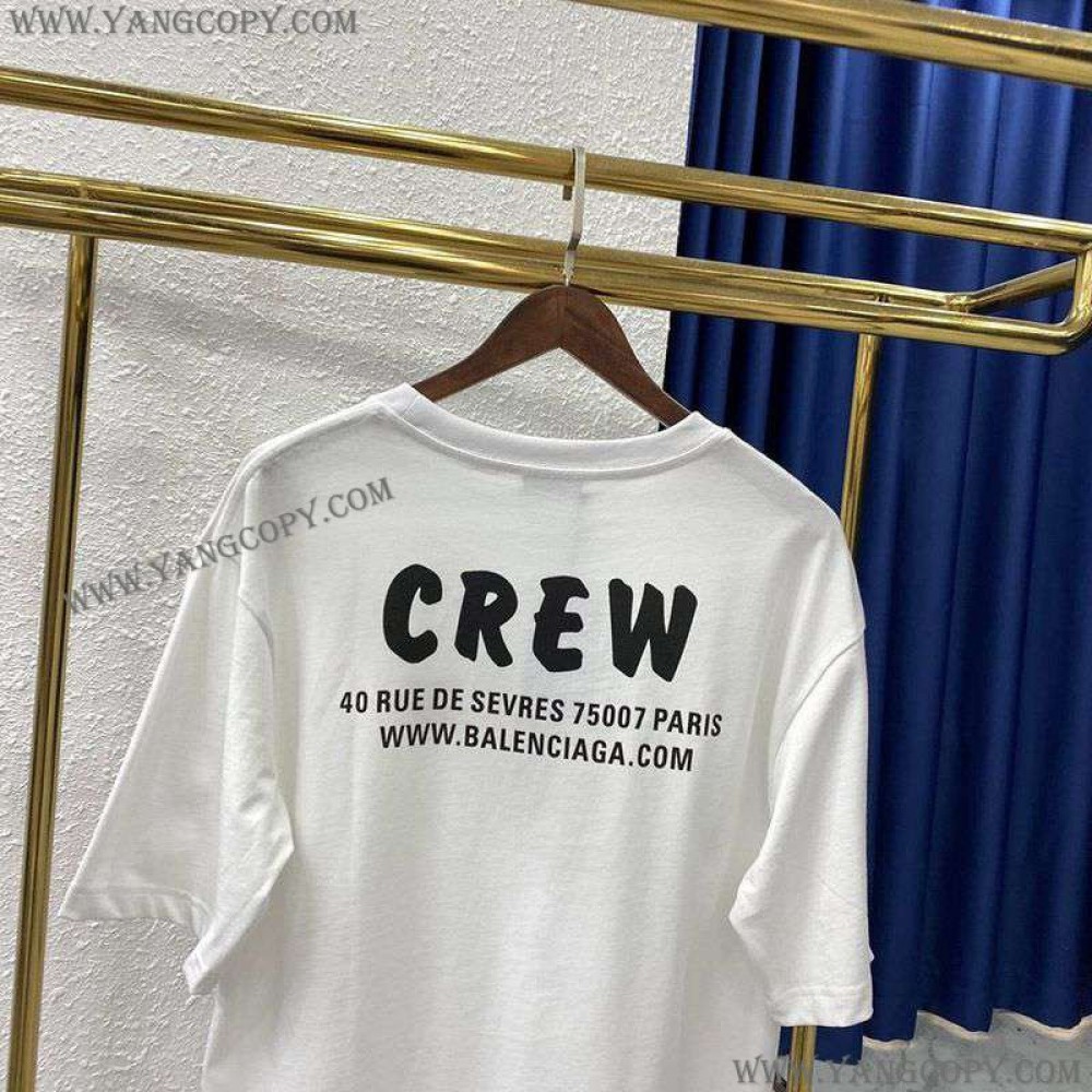 バレンシアガ コピー CREWロゴ Tシャツ ホワイト baa41967