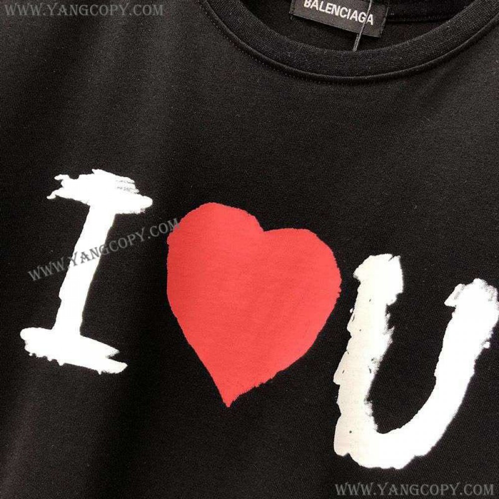 バレンシアガ スーパーコピー I LOVE U Tシャツ ブラック baf87726