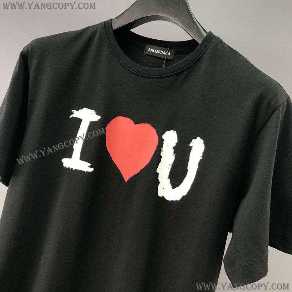 バレンシアガ スーパーコピー I LOVE U Tシャツ ブラック baf87726