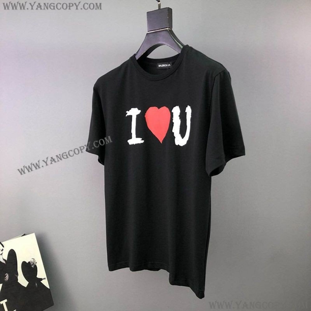 バレンシアガ スーパーコピー I LOVE U Tシャツ ブラック baf87726