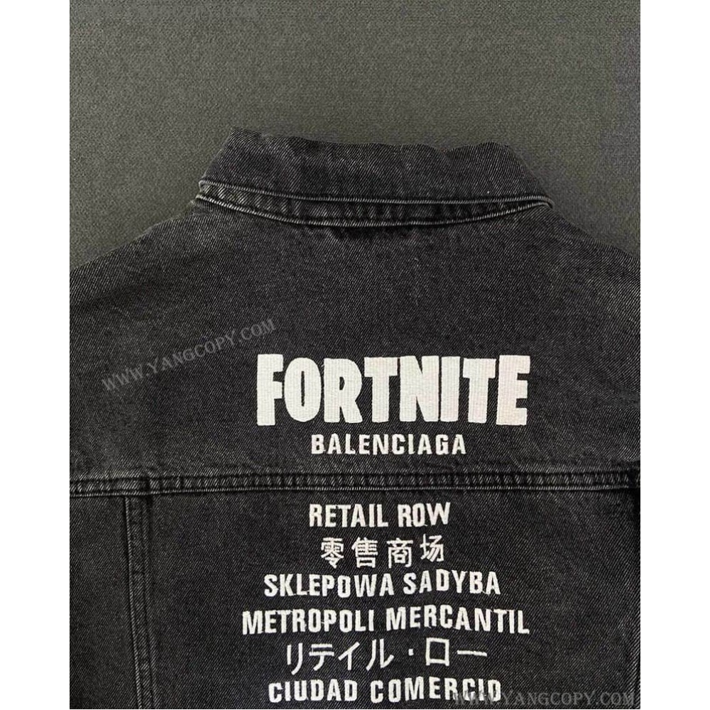 バレンシアガ 偽物 Fortnite©2021 EPIC GAMES, INC Large Fit ジャケット デニム ブラック 684001TEW051055