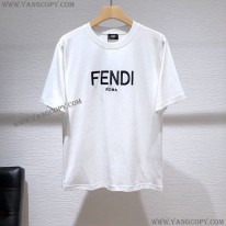 フェンディ スーパーコピー 刺繍ロゴ 半袖 Tシャツ fef30580