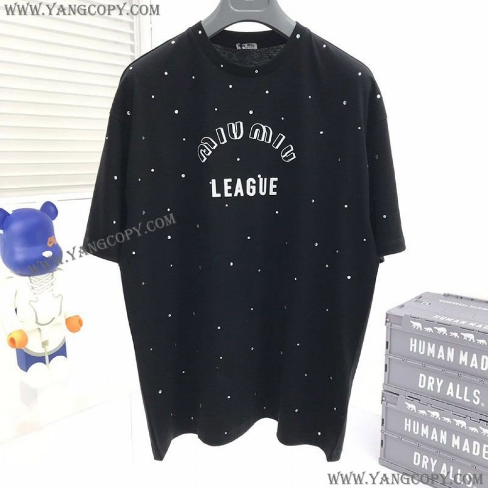 ミュウミュウ コピー Leagueロゴ入りのアイコニックなTシャツ myl95744