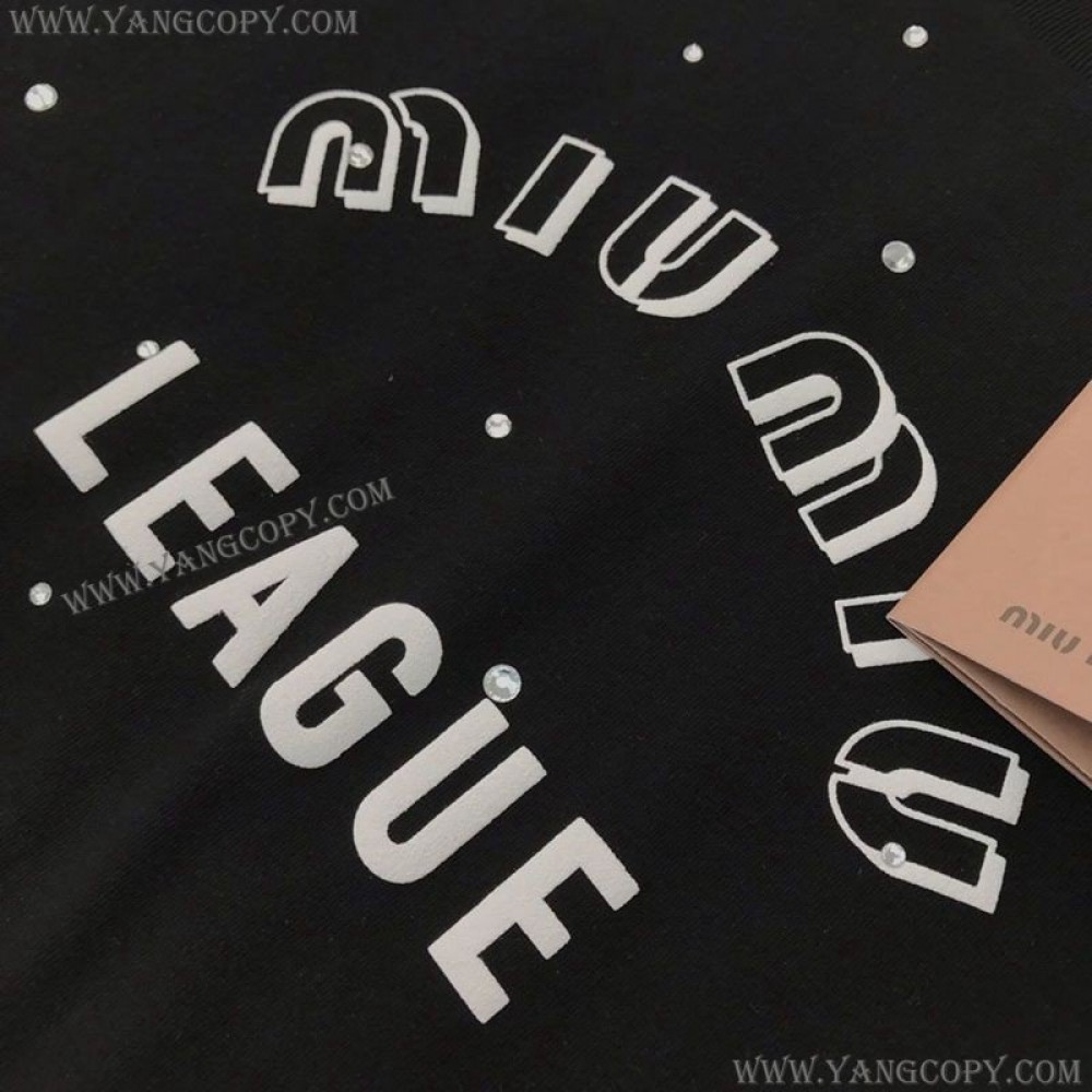 ミュウミュウ コピー Leagueロゴ入りのアイコニックなTシャツ myl95744