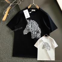 エルメス スーパーコピー 半袖 Tシャツ H刺繍 コットン 2色 erg56341