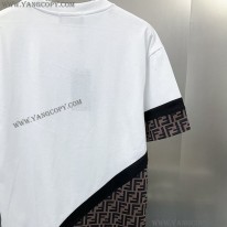 フェンディ コピー ホワイトジャージー Tシャツ fey08198