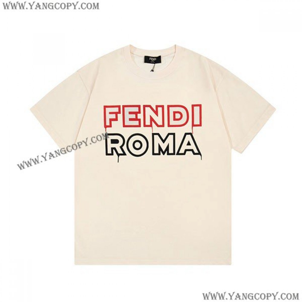 フェンディ スーパーコピー roma ロゴ Tシャツ feq98683