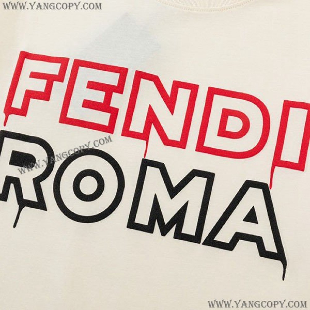 フェンディ スーパーコピー roma ロゴ Tシャツ feq98683