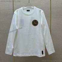 フェンディ 偽物 アジュール刺繍FF 長袖クルーネック Tシャツ 2色 fee86210