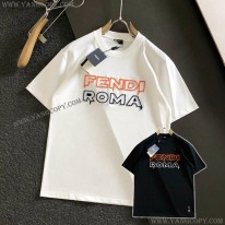 フェンディ 偽物 ロゴ刺繍入り コットン Tシャツ 2色 few37556