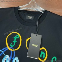 フェンディ 偽物 クルーネックロゴジャージーTシャツ few05695