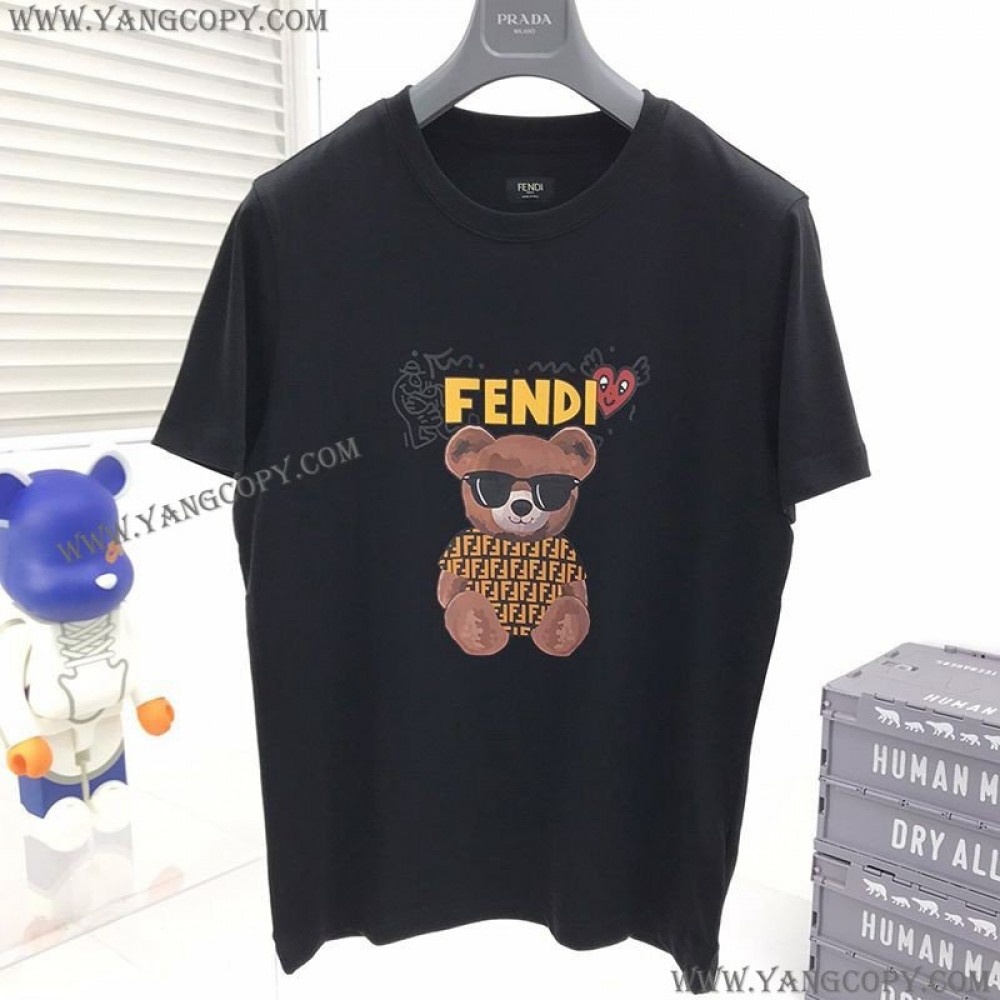 フェンディ コピー クルーネックロゴジャージー Tシャツ feu30299