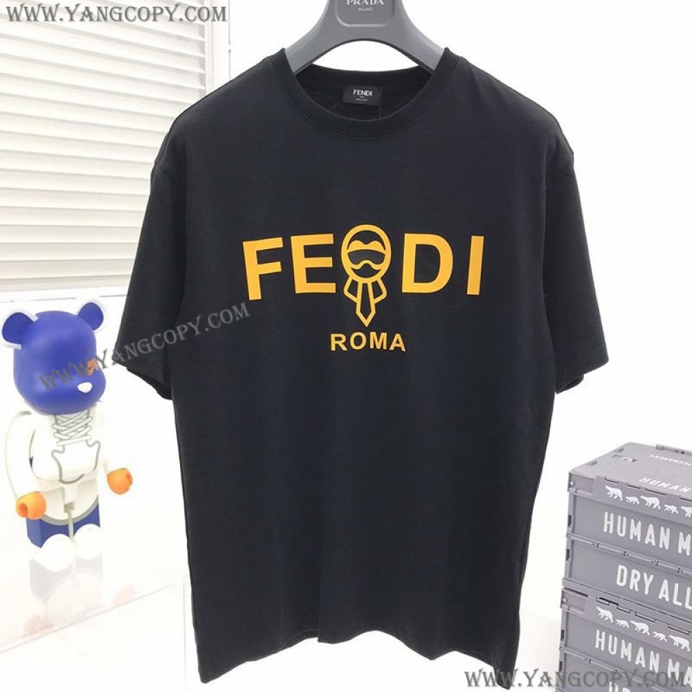 フェンディ スーパーコピー クルーネックロゴジャージー Tシャツ fes50374