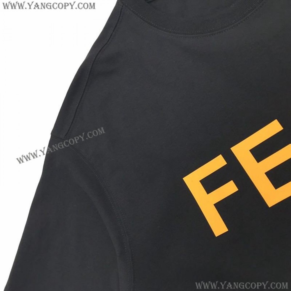 フェンディ スーパーコピー クルーネックロゴジャージー Tシャツ fes50374