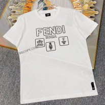 フェンディ 偽物 ROMA ロゴ クルーネック Tシャツ fek26035