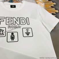 フェンディ 偽物 ROMA ロゴ クルーネック Tシャツ fek26035